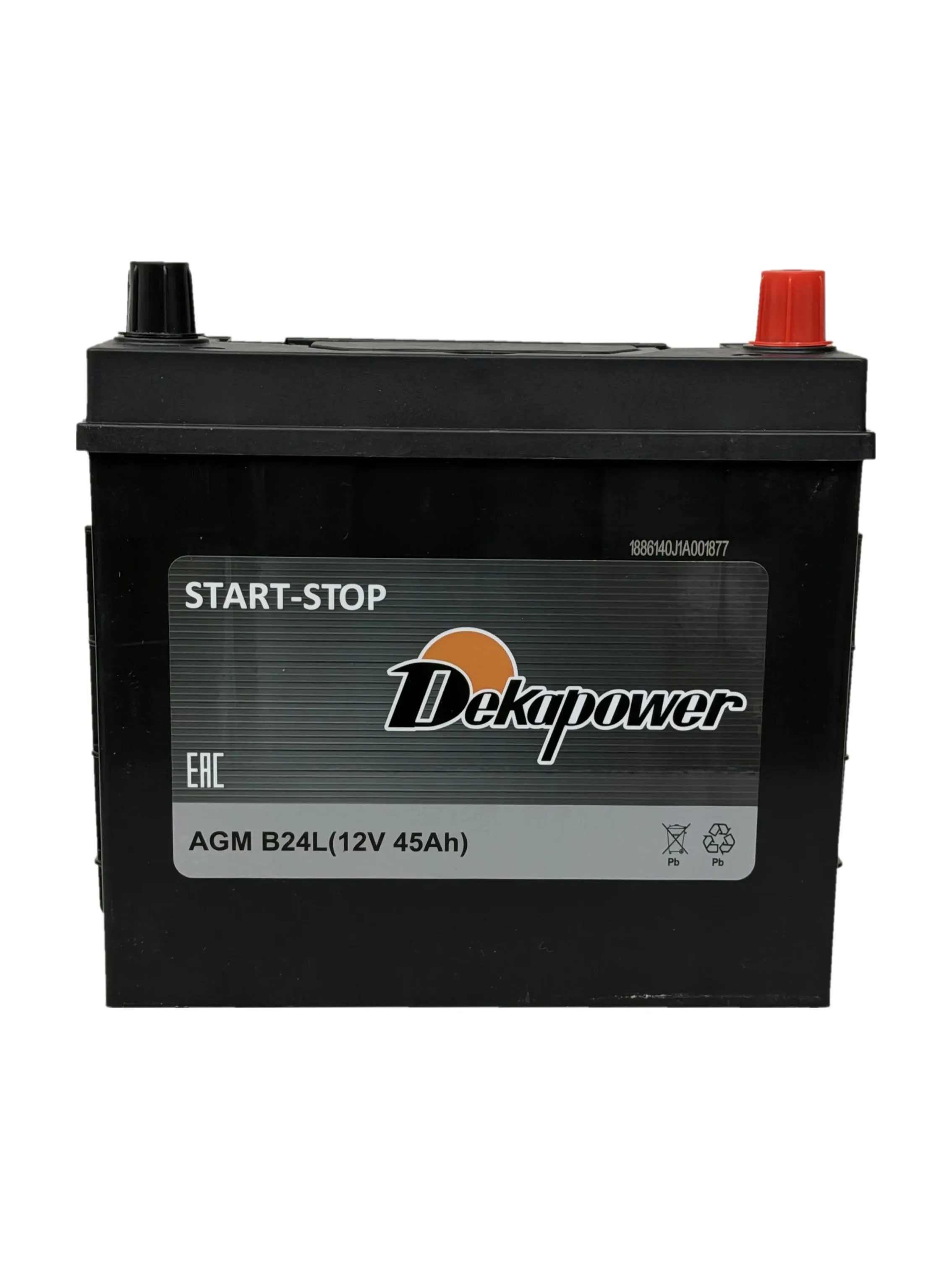DEKAPOWER AGM 45 Ач 380 А, обратная полярность, тонкие клеммы