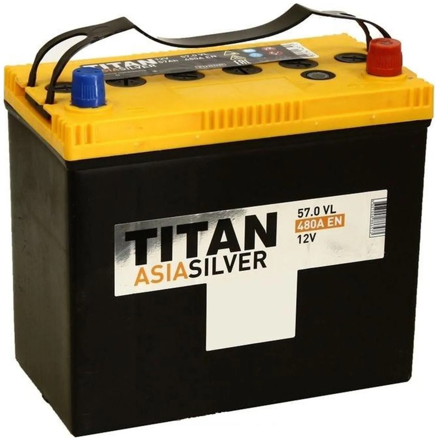 TITAN Asia 57R+ 57Ач 480А, ОП, стандартные клеммы