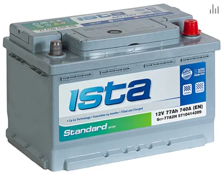 ISTA 77Ач 740А, ОП, стандартные клеммы