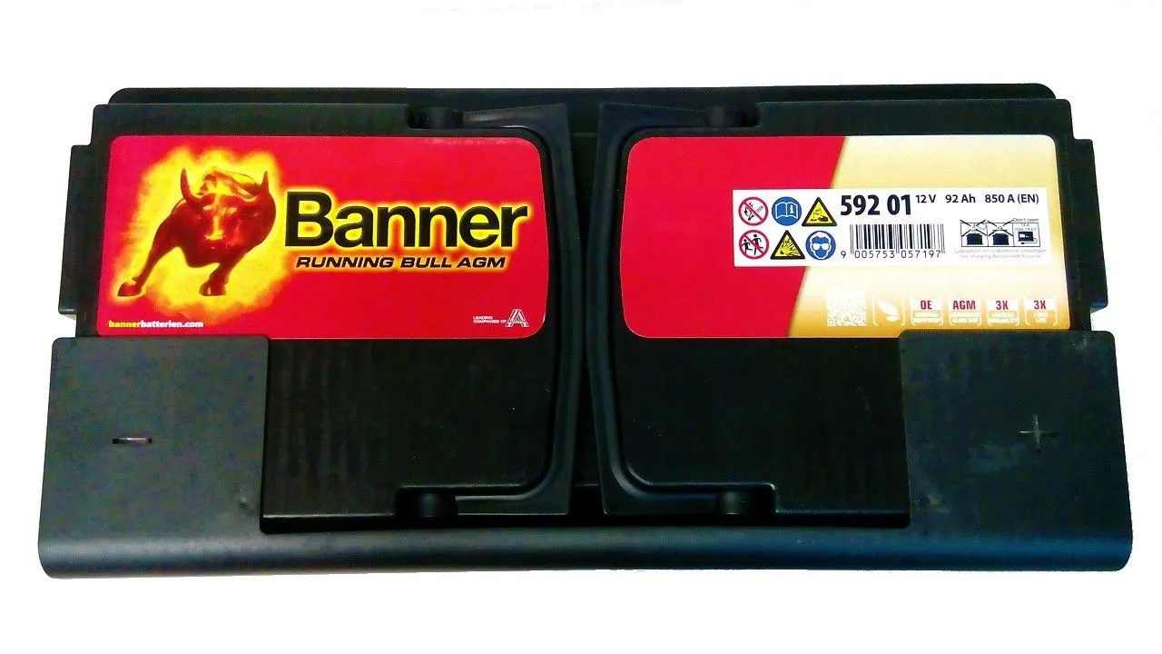 BANNER RUNNING BULL AGM 92Ач 850А, обратная полярность, стандартные клеммы