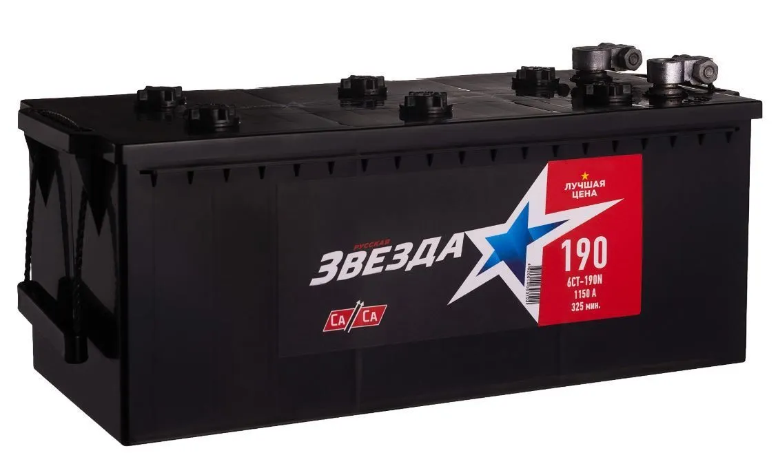 Русская Звезда 190Ач 1150А болт, ПП, клеммы под болт