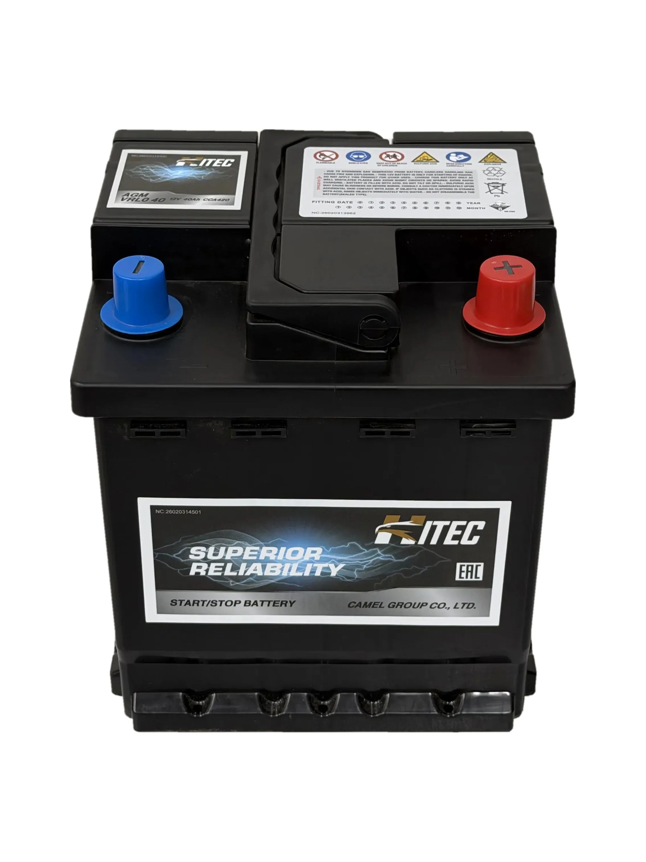 HITEC 40 AGM Ач 420 А, обратная полярность, стандартные клеммы