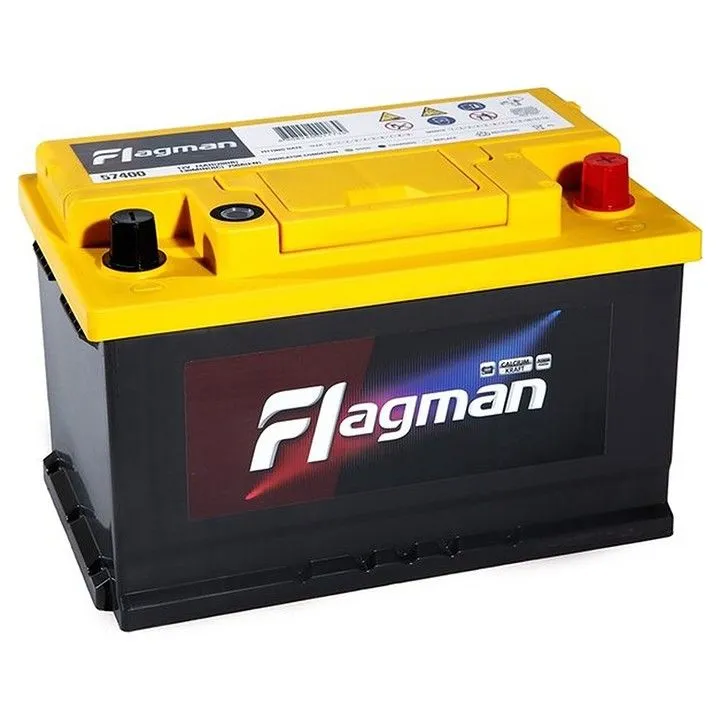 Flagman 74 57400 74Ач 750А, ОП, стандартные клеммы