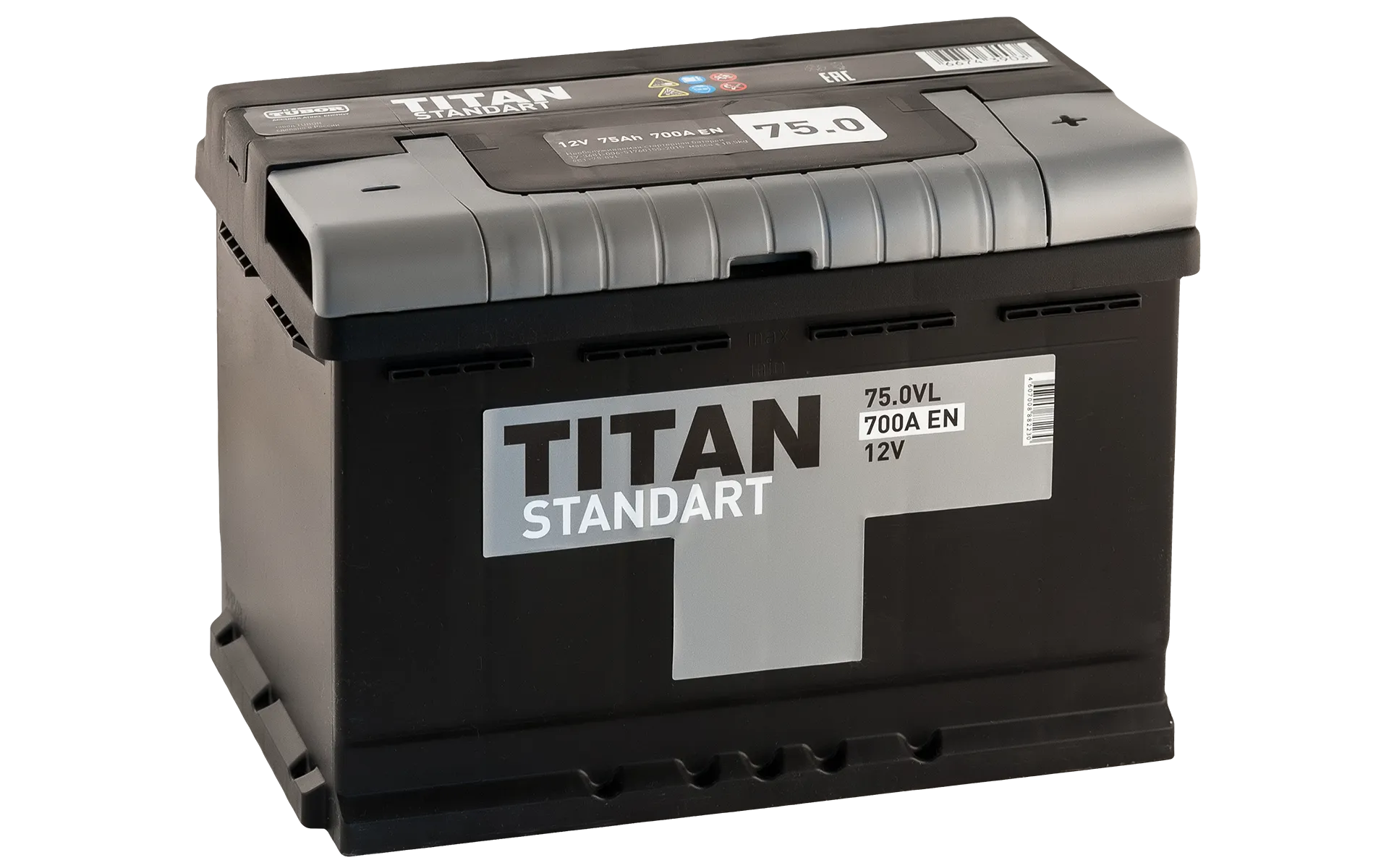 TITAN Standart 75R+ 75Ач 700А, ОП, стандартные клеммы