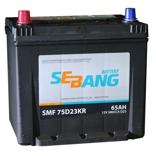 Sebang SMF 75D23KR 65Ач 580А, ПП, стандартные клеммы