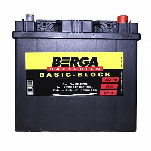 Berga BB-D23L 60Ач 510А 560 412 051, ОП, стандартные клеммы