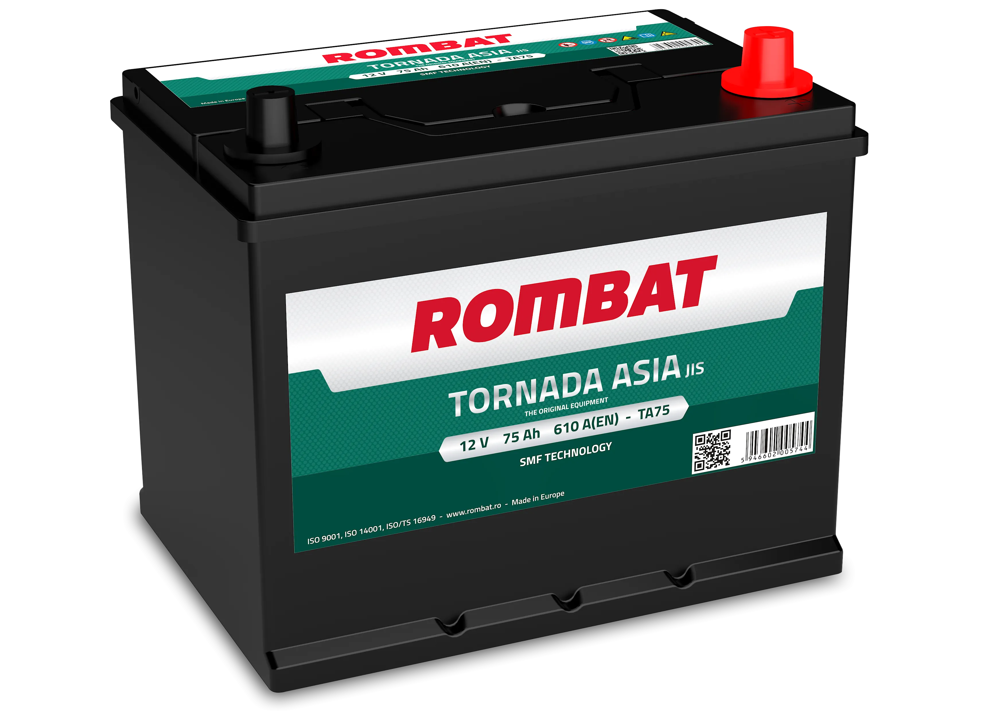 Rombat Tornada Asia TA75 75Ач 610А, ОП, стандартные клеммы