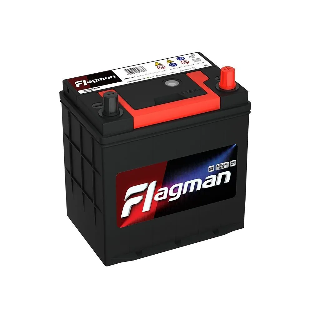 Flagman 46B19L 44Ач 400А, ОП, тонкие клеммы