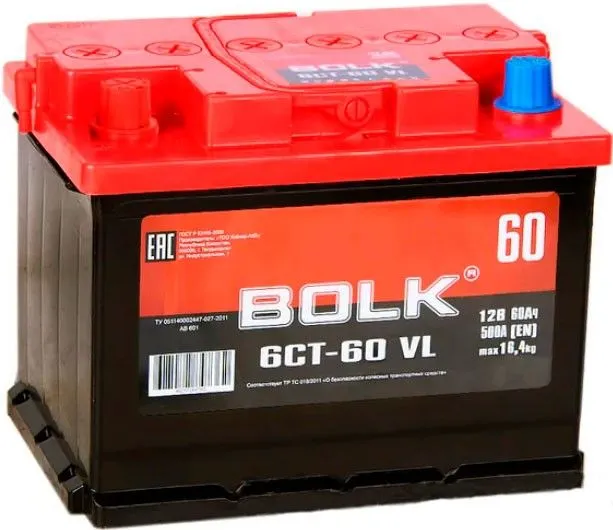 Bolk 60Ач 500А, ПП, стандартные клеммы