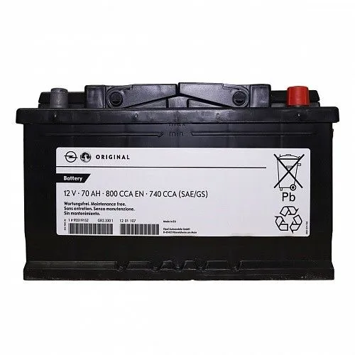 GM ORIGINAL (95519152) 70Ач 800А, обратная полярность, стандартные клеммы