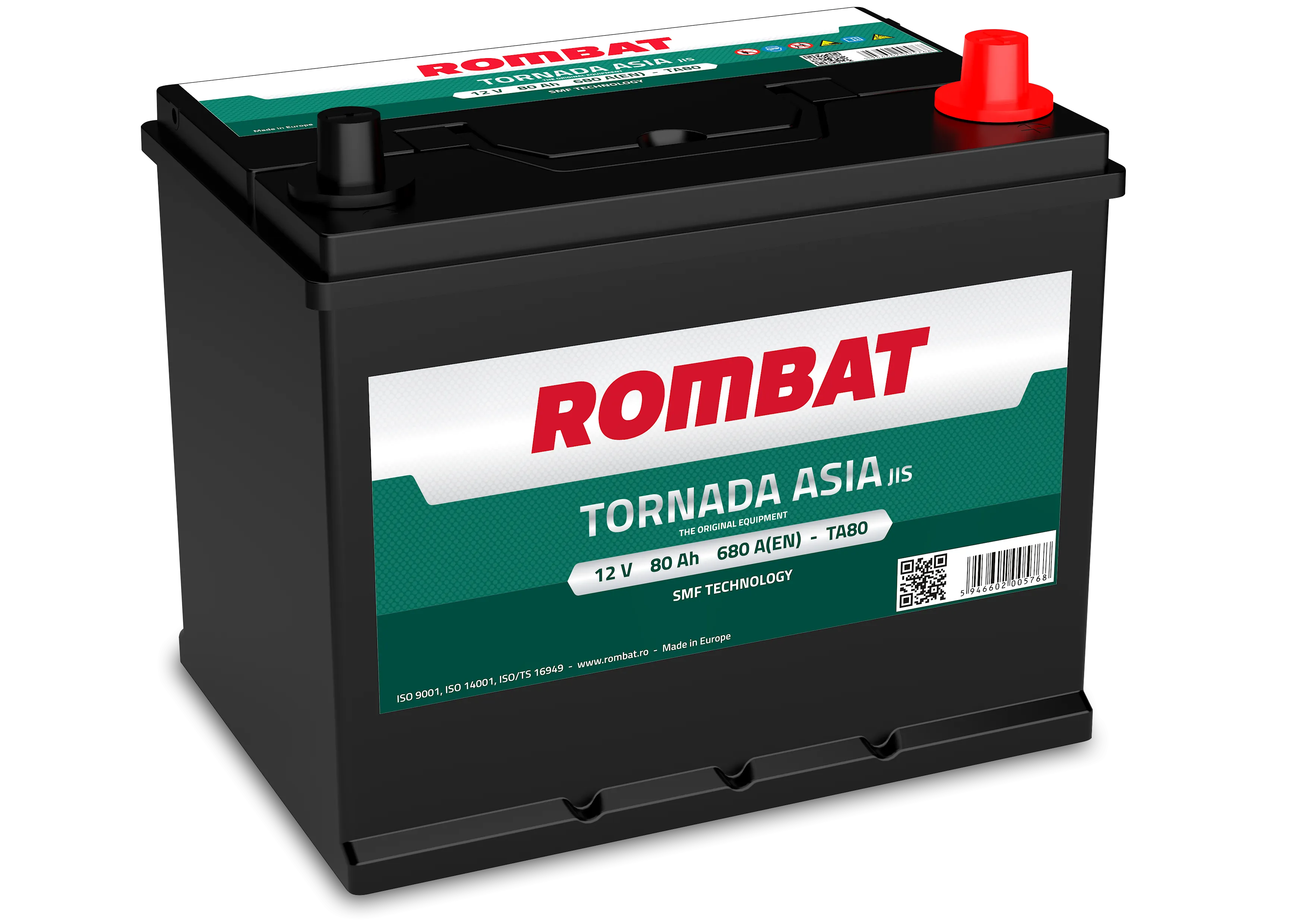 Rombat Tornada Asia TA80 80Ач 680А, ОП, стандартные клеммы