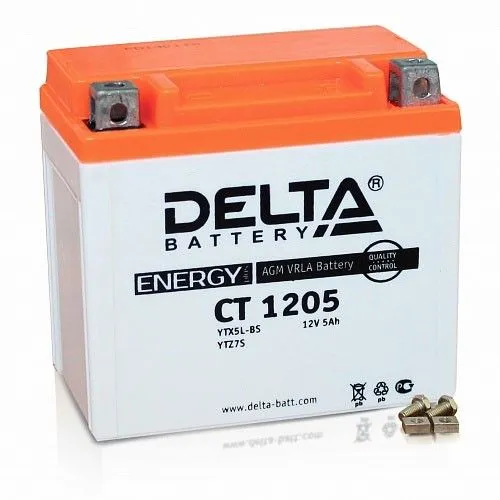 Delta CT 1205 YTX5L-BS, YTZ7S 5Ач 80А, ОП, клеммы под болт