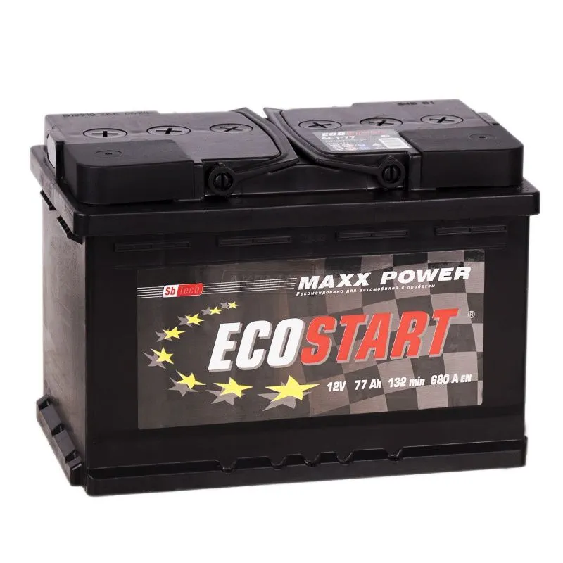 Ecostart 6CT-77 N 77Ач 680А, ПП, стандартные клеммы