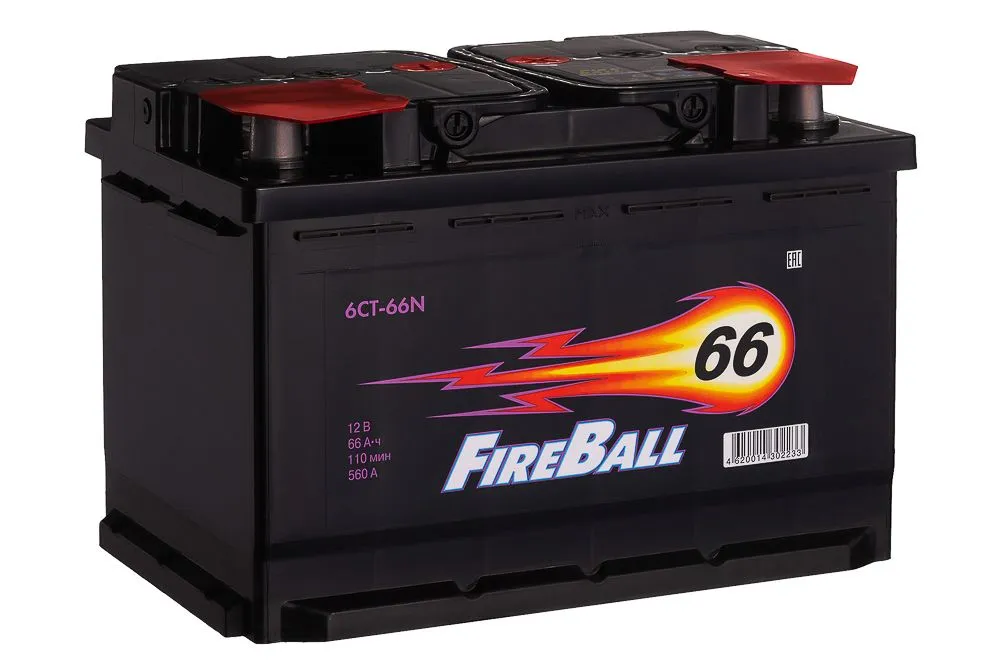 FIRE BALL 6СТ-66NR 66Ач 560А, ОП, стандартные клеммы