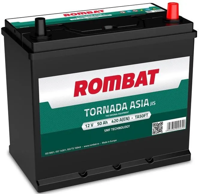 Rombat Tornada Asia TA50FT 50Ач 420А, ОП, тонкие клеммы