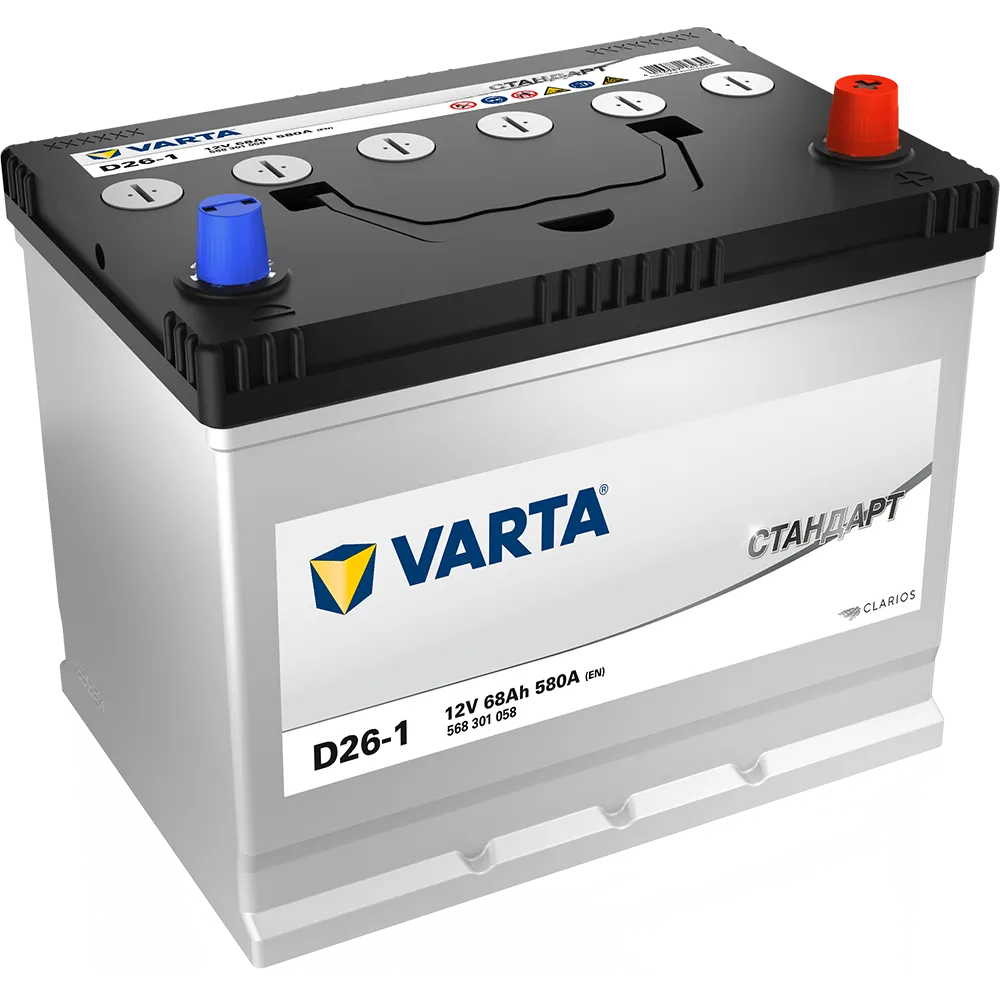 Varta Стандарт D26-2 70Ач 620 A 570301062, ОП, стандартные клеммы