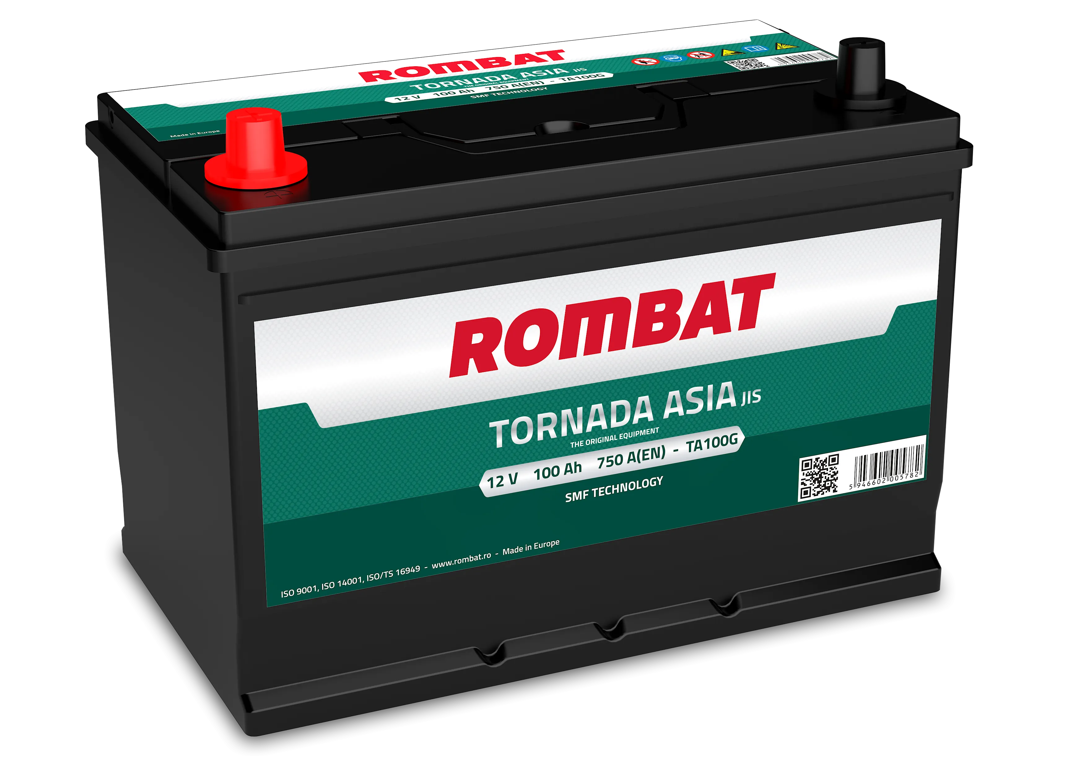 Rombat Tornada Asia TA100G 100Ач 750А, ПП, стандартные клеммы