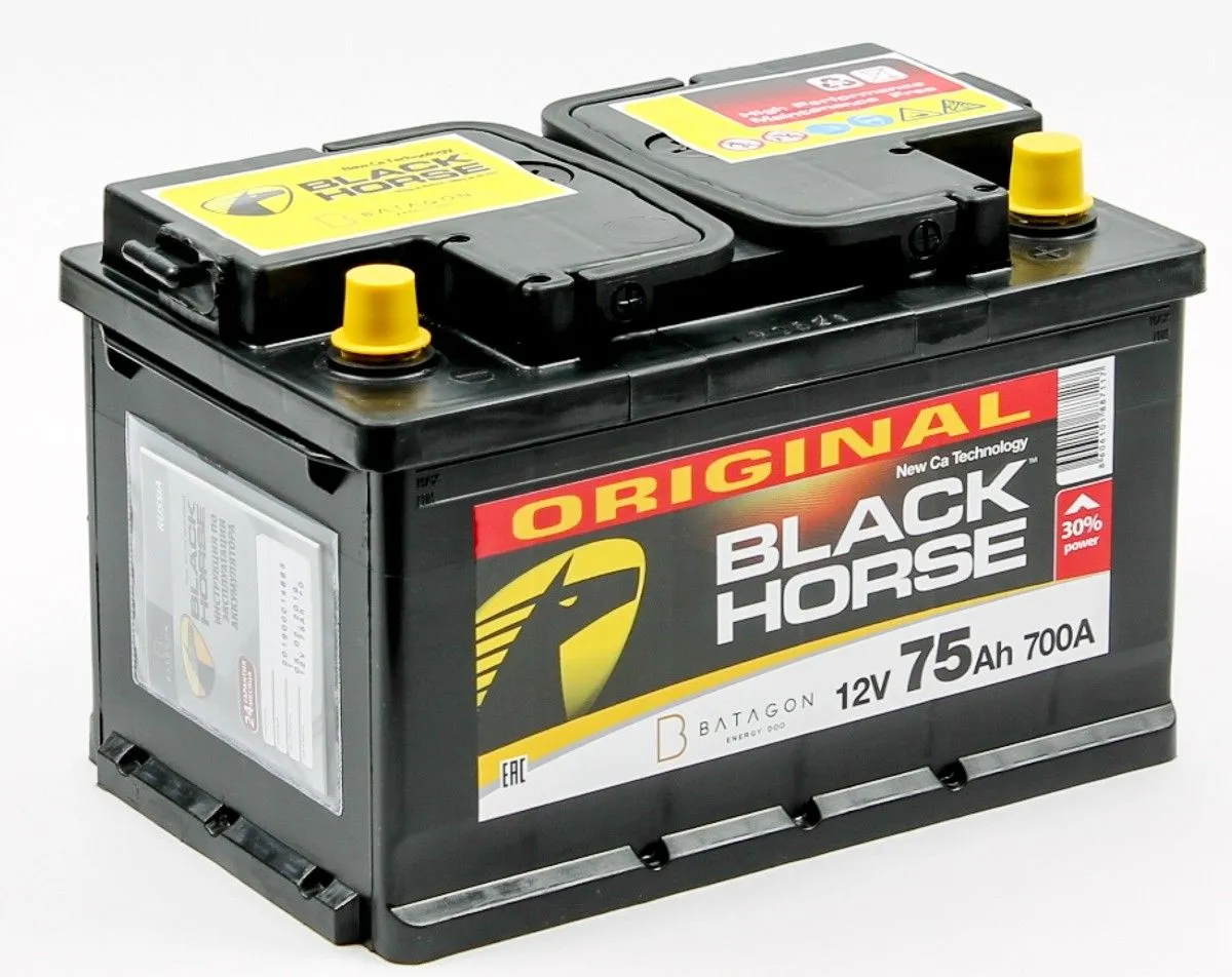 Black Horse 6СТ-75 75Ач 680А, ОП, стандартные клеммы