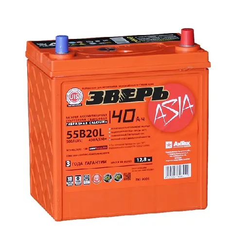 Зверь Asia 55B20L 40Ач 450А, ОП, тонкие клеммы