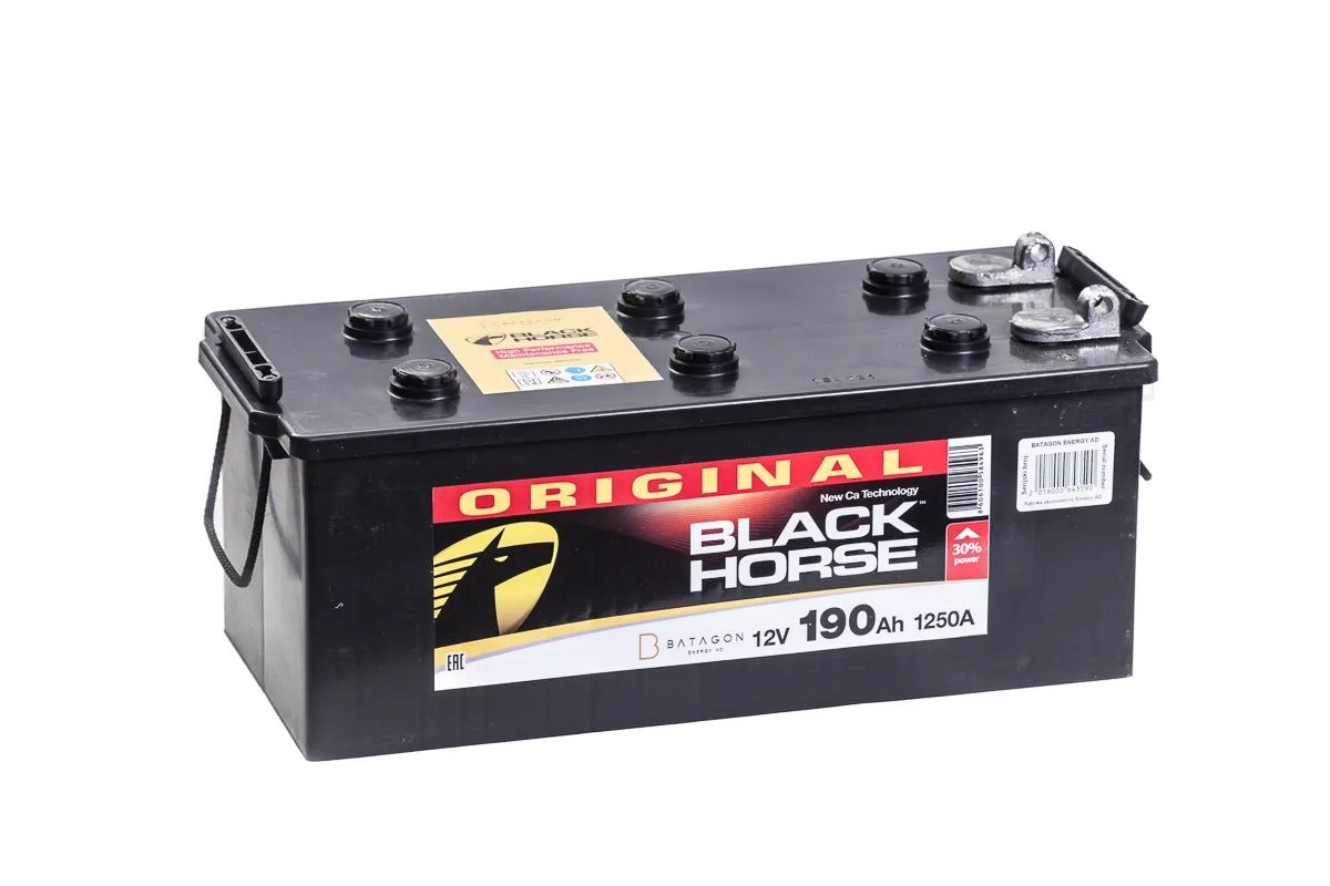 Black Horse 6СТ-190 росс.болт 190Ач 1250А, ПП, клеммы под болт
