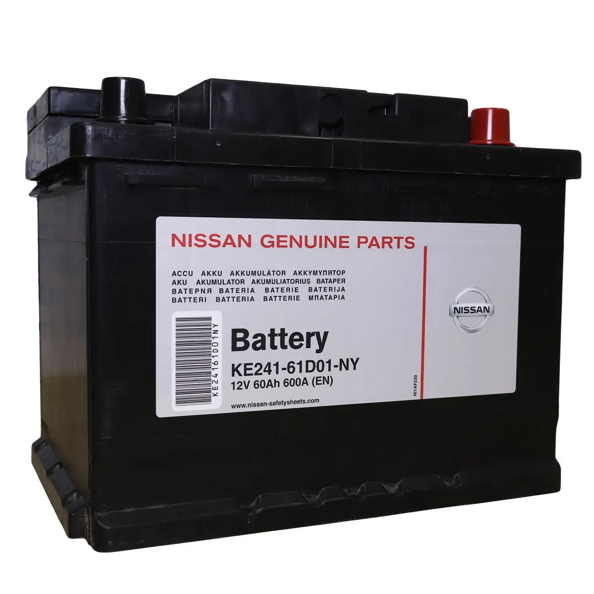 NISSAN 60Ач 600A KE241-61D01NY, ОП, стандартные клеммы