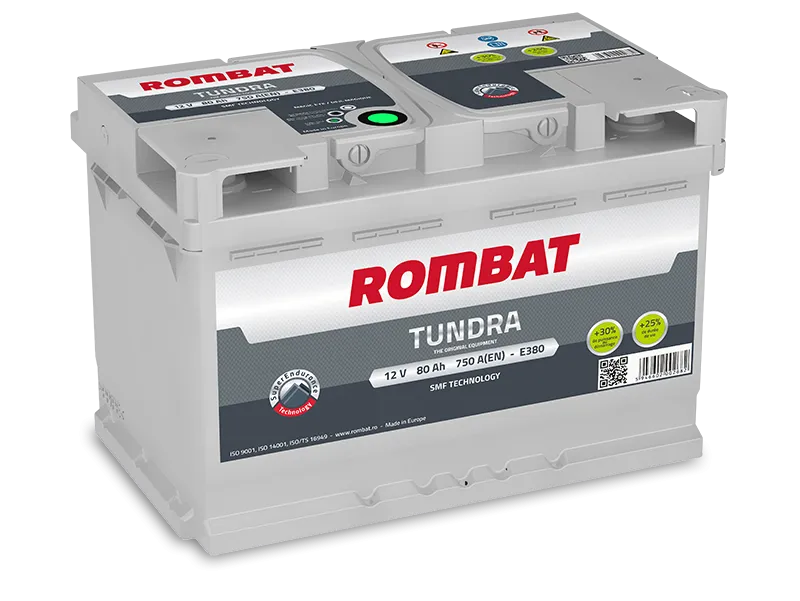 Rombat Tundra E380 80Ач 750А, ОП, стандартные клеммы