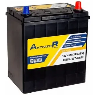 AKTIVATOR Asia 45 Ач 390 А без бортика, ОП, тонкие клеммы