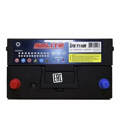 Solite EFB Asia T110 6СТ90 D31R 12В 90Ач 880А, прямая полярность, стандартные клеммы