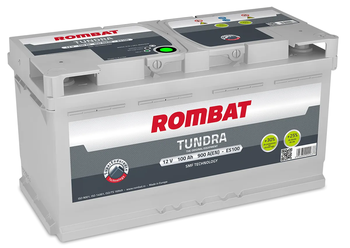 Rombat Tundra E5100 100Ач 900А, ОП, стандартные клеммы
