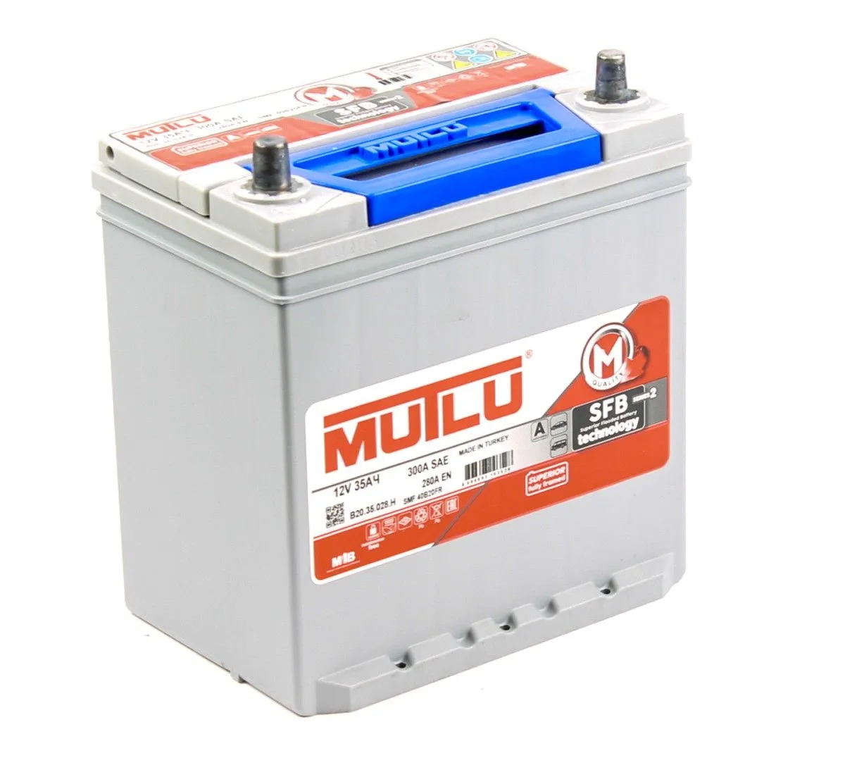 Mutlu SFB M2 6СТ-35.1 (40B20FR) 35Ач 280А, ПП, тонкие клеммы