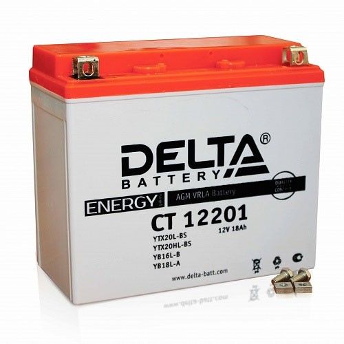 Мотоциклетный аккумулятор Delta CT 12201 18 Ач, 270 А Обратная полярность (180x87x153)
