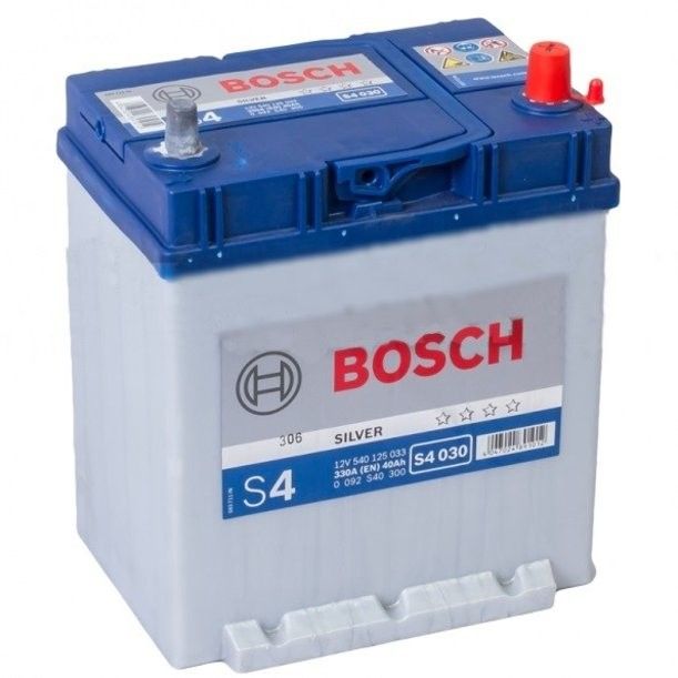 Аккумулятор автомобильный Bosch Silver Asia S4 030 40Ач 330А Обратная полярность (187x127x227) нижнее крепление 0 092 S40 300