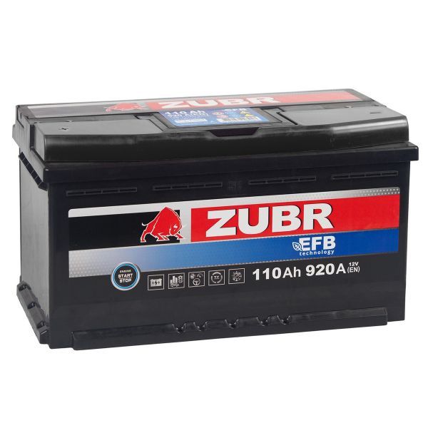 Аккумулятор автомобильный ZUBR EFB 110 Ач 920А Обратная полярность (353х175х190)