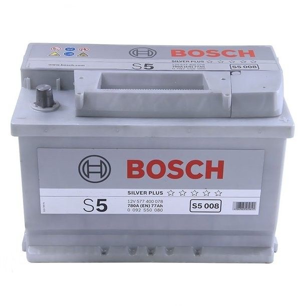 Аккумулятор автомобильный Bosch Silver Plus S5 008 77Ач 780А Обратная полярность (278x175x190) 0 092 S50 080
