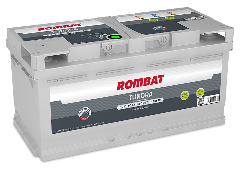 Аккумулятор автомобильный Rombat Tundra EB590 90Ач 850А Обратная полярность (353х175х175) низкий