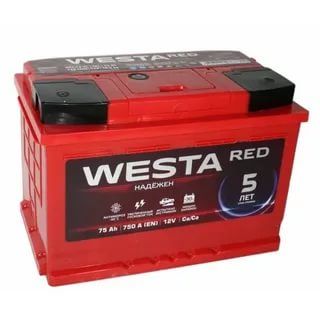 Аккумулятор автомобильный WESTA RED 6СТ-75VL 75 Ач 750А Обратная полярность (278х175х190)