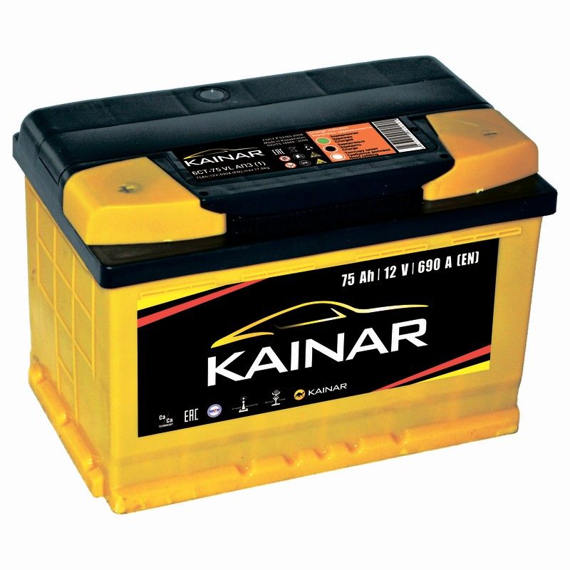 Аккумулятор автомобильный Kainar 75Ач 690А Прямая полярность (278х175х190)