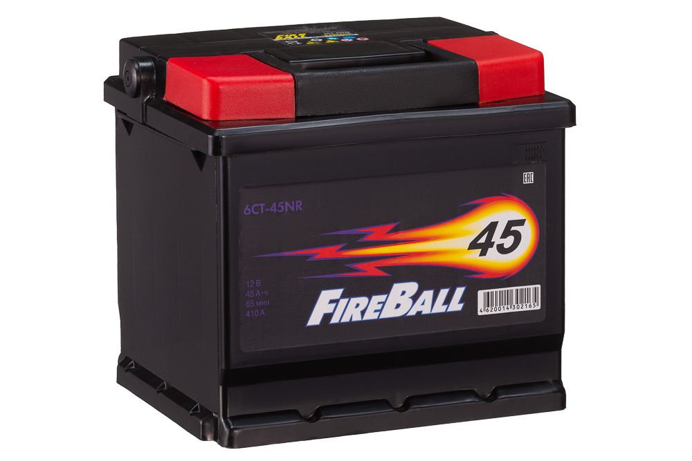 Автомобильный аккумулятор FIRE BALL 6СТ-45NR 45 Ач 400А Обратная полярность (207x175x190)