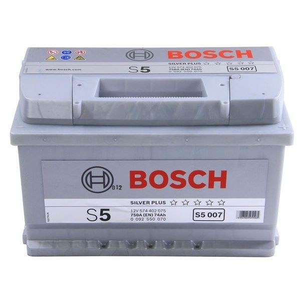 Аккумулятор автомобильный Bosch Silver Plus S5 007 74Ач 750А Обратная полярность (278x175x175) 0 092 S50 070