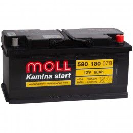 Аккумулятор автомобильный Moll MOLL Kamina 90SR низкий 780A (562 025 051) 90Ач 780А Обратная полярность (353x175x175)