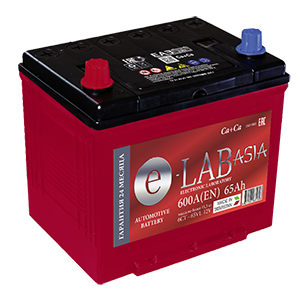 Аккумулятор автомобильный E-LAB Asia 65D23R 65 Ач 600А Прямая полярность (236х175х220)