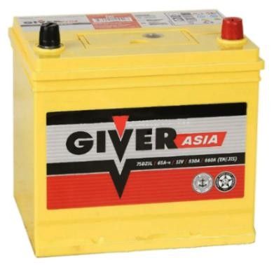 Аккумулятор автомобильный GIVER ASIA 6СТ-65.0 VL3 75D23R 65Ач 530А Прямая полярность (232х175х225)