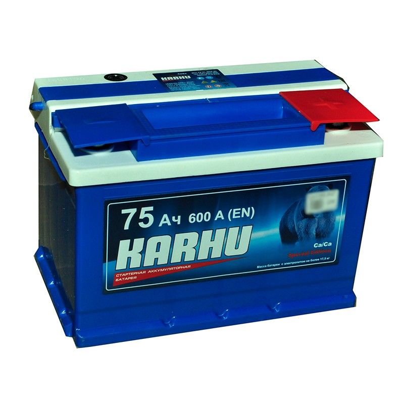 Аккумулятор автомобильный Karhu 75Ач 600А Обратная полярность (275х175х190)