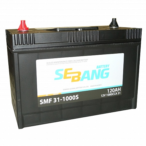 Аккумулятор автомобильный Sebang SMF 31-1000S 120 Ач 1000А Универсальная полярность (330x173x240) винтовые клеммы