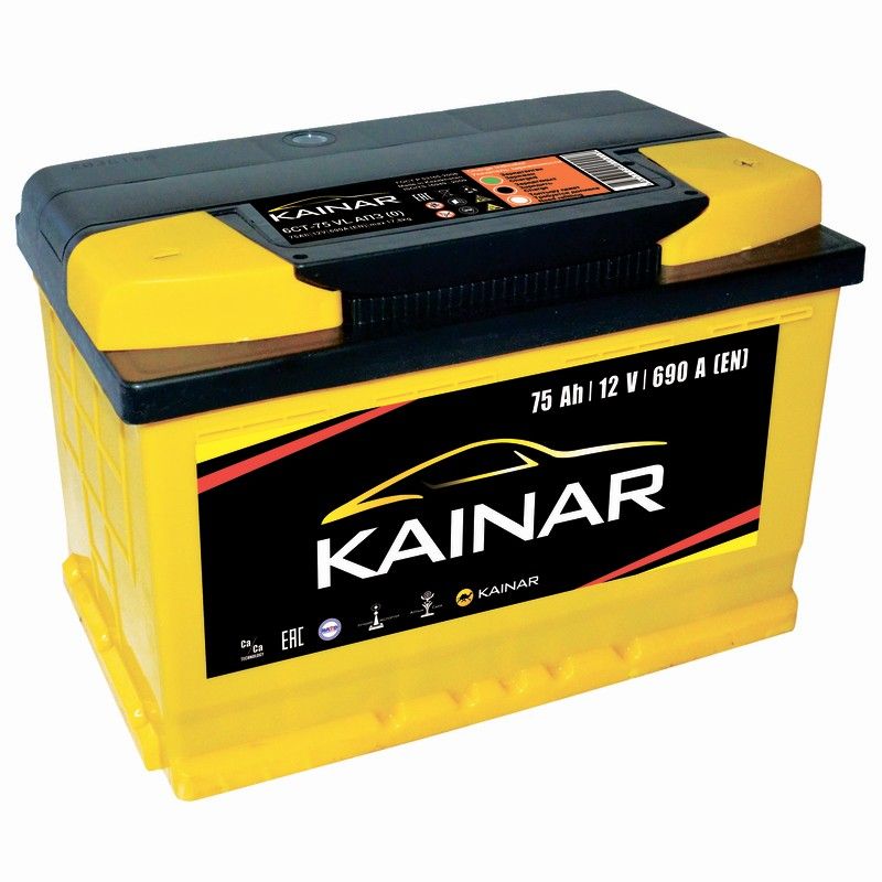 Аккумулятор автомобильный Kainar 75Ач 690А Обратная полярность (278х175х190)