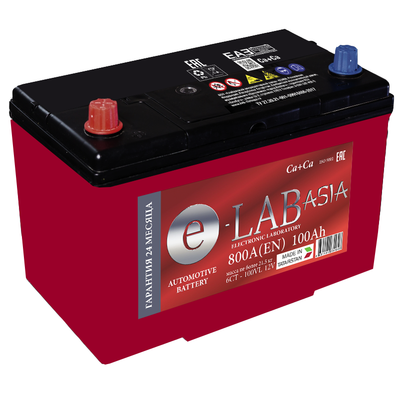 Аккумулятор автомобильный E-LAB Asia 115D31R 100 Ач 800 Прямая полярность (306x175x225)