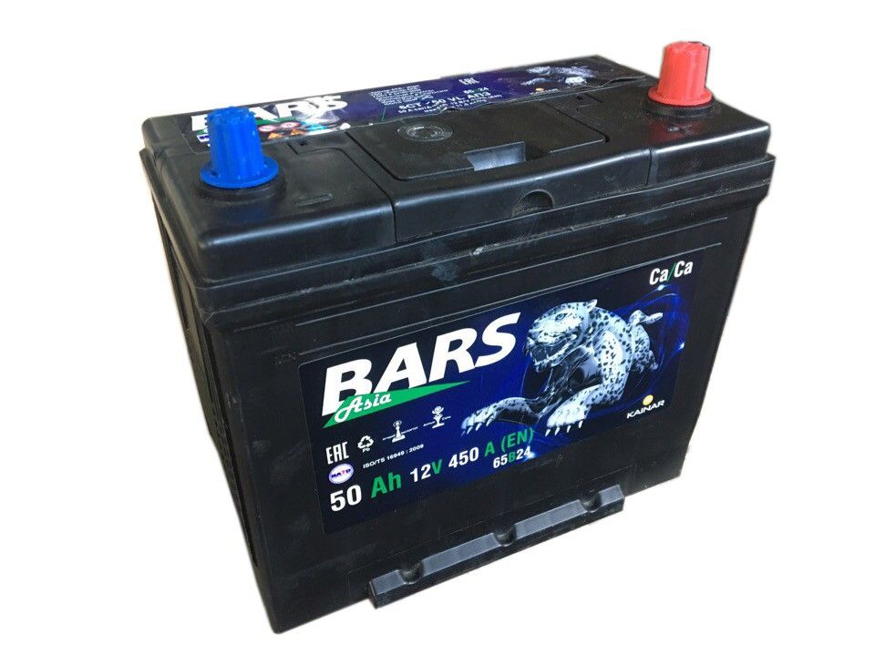 Аккумулятор автомобильный Bars Asia 65B24L 50Ач 450А Обратная полярность (236х129х225)