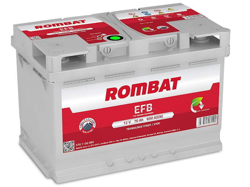 Аккумулятор автомобильный Rombat F370 EFB Start-Stop 70Ач 650А Обратная полярность (278х175х190)