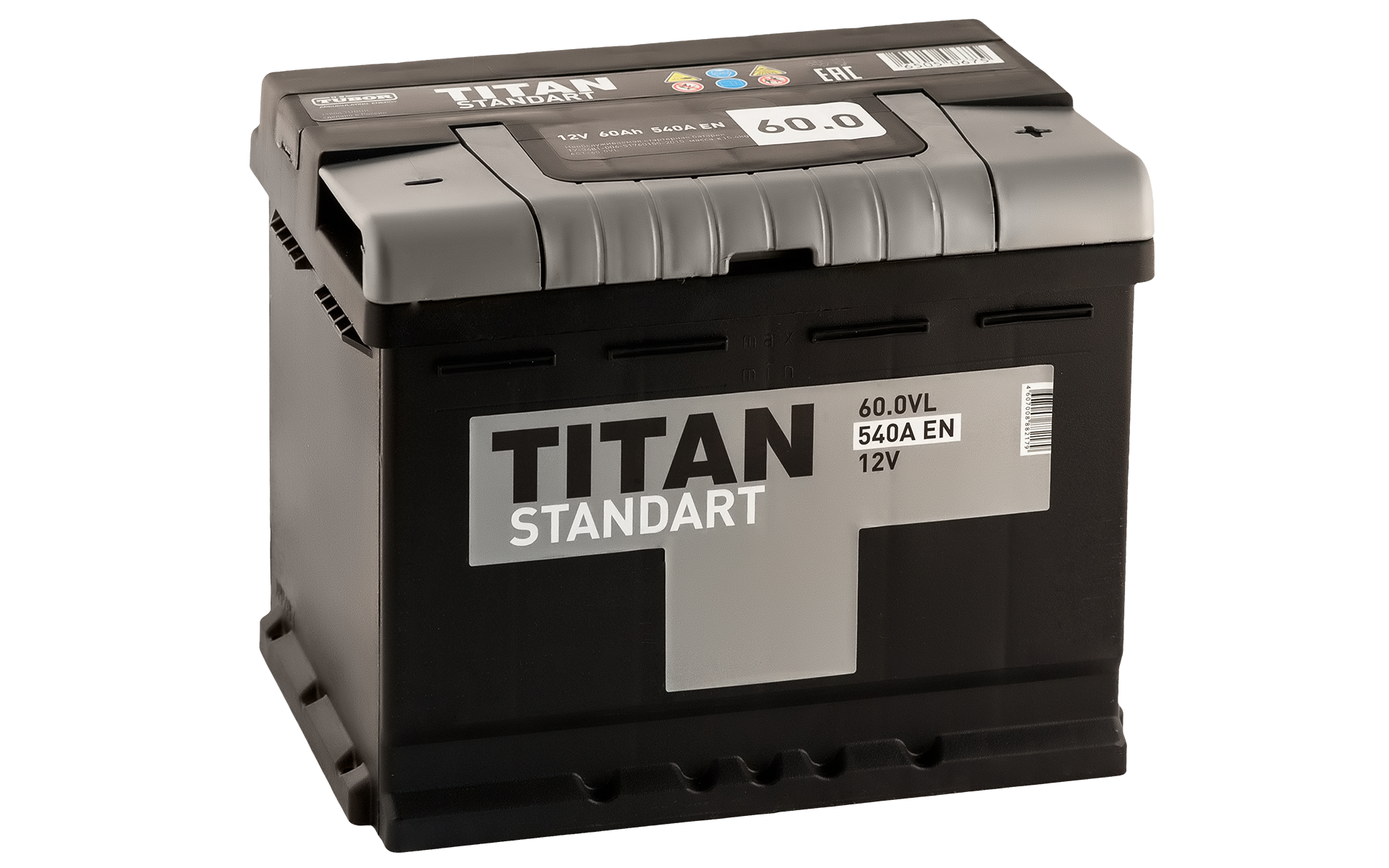 Аккумулятор автомобильный TITAN Standart 60R+ 60Ач 540А Обратная полярность (242x175x190)