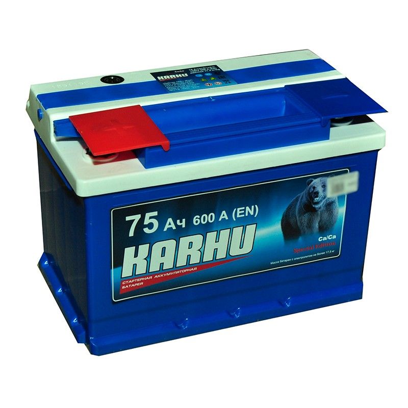 Аккумулятор автомобильный Karhu 75Ач 600А Прямая полярность (275х175х190)